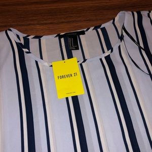 Forever 21 Tops - FOREVER 21 BLUE STRIPPED BLOUSE Forever 21 Tops - FOREVER 21 BLUE STRIPPED BLOUSE
